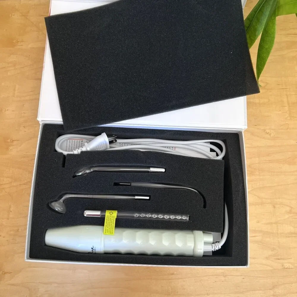 Pure Daily Care NuDerma High Frequency Skin Therapy Wand Facial Machine Neon 5pc